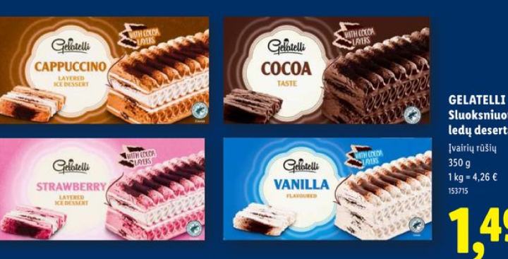 GELATELLI Sluoksniuotas ledų desertas, 350 g