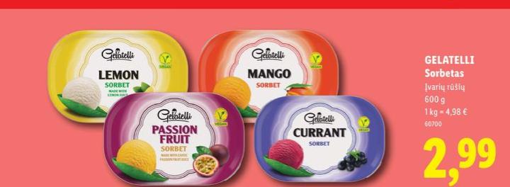 GELATELLI Sorbetas, 600 g
