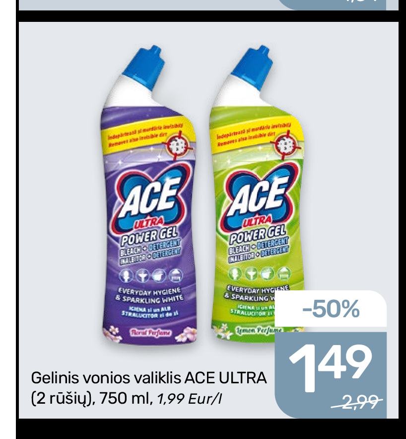 Gelinis vonios valiklis ACE ULTRA, 750 ml