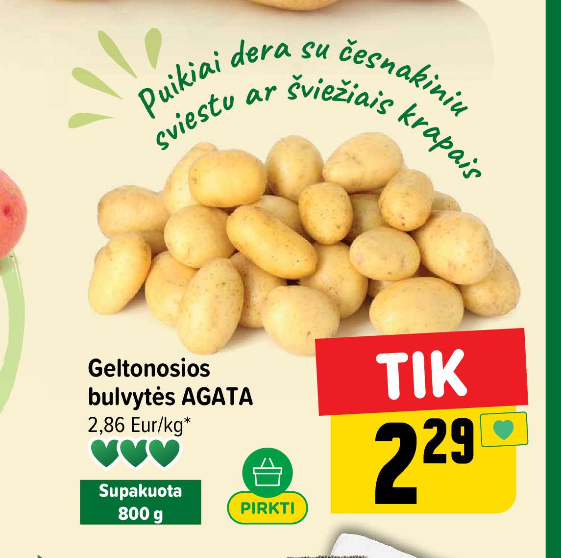 Geltonosios bulvytės AGATA, 800 g