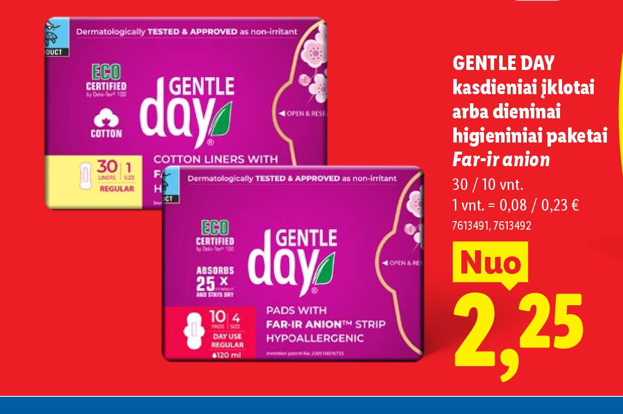 GENTLE DAY kasdieniai įklotai arba dieniniai higieniniai paketai Far-ir anion, 10 vnt
