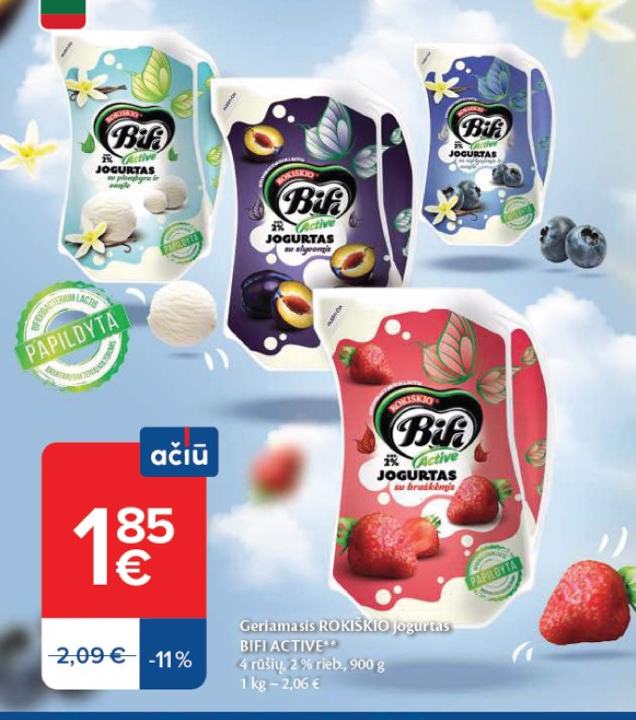Geriamasis ROKIŠKIO jogurtas BIFI ACTIVE, 900 g