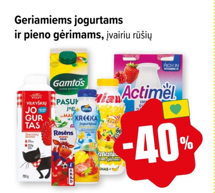 Geriamiems jogurtams ir pieno gėrimams