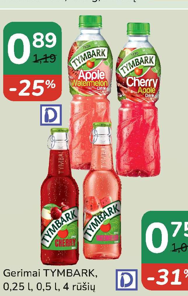 Gėrimai TYMBARK, 0.25 l