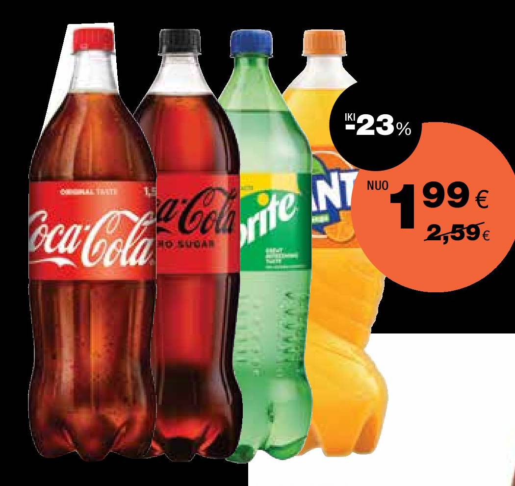 Gėrimams COCA COLA, SPRITE, Fanta, 1.5 l