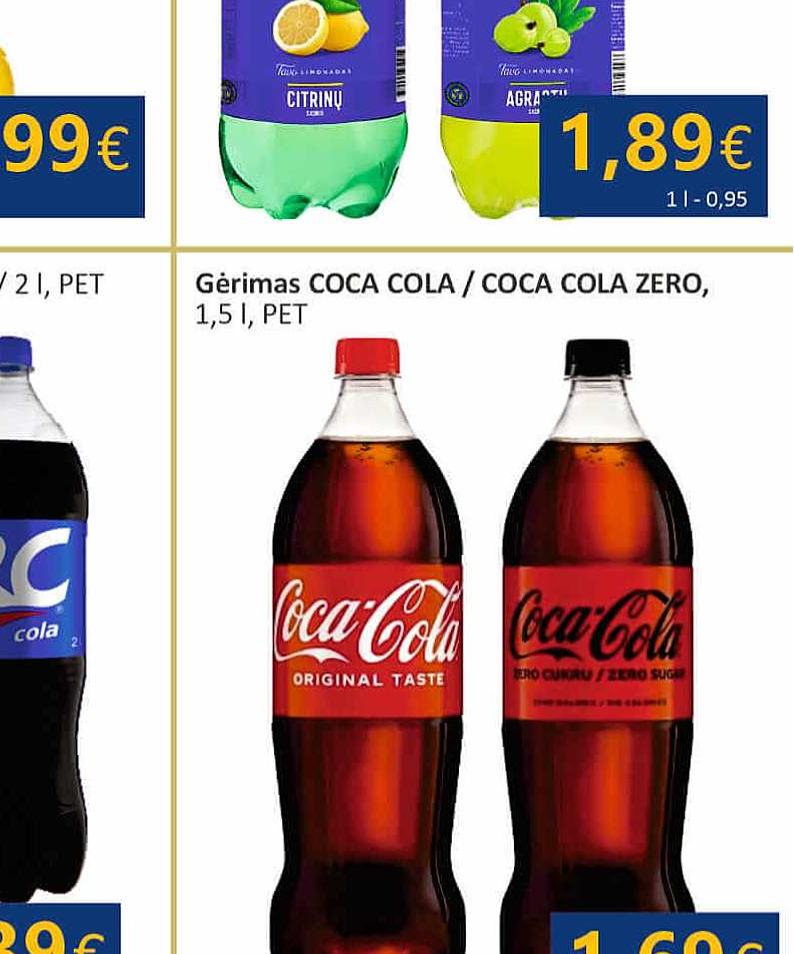 Gėrimas COCA COLA / COCA COLA ZERO, 1.5 l