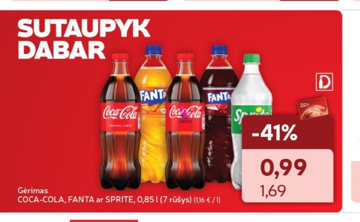 Gėrimas COCA-COLA, FANTA ar SPRITE, 0.85 l