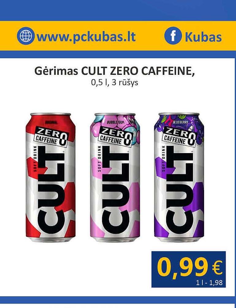 Gėrimas CULT ZERO CAFFEINE, 0.5 l