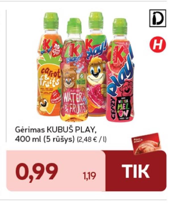 Gėrimas KUBUŠ PLAY, 400 ml