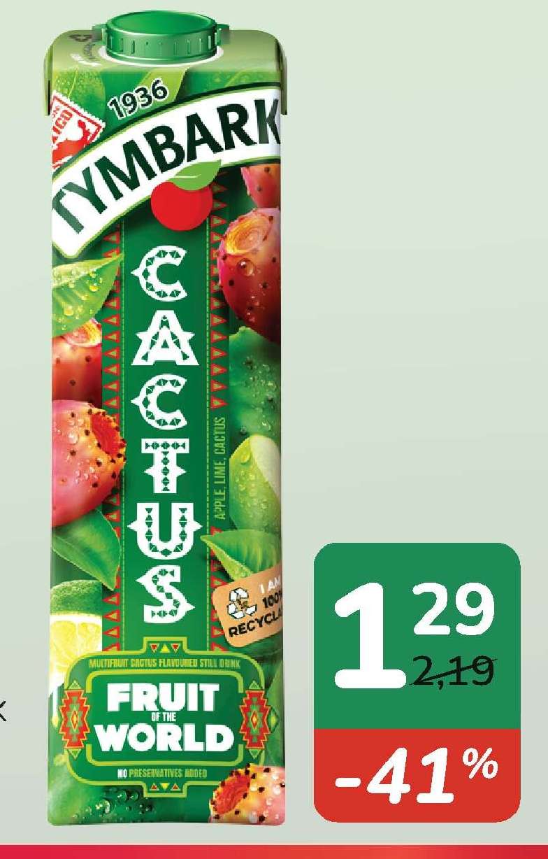Gėrimas TYMBARK kaktusų, citrinų, obuolių, 1 l
