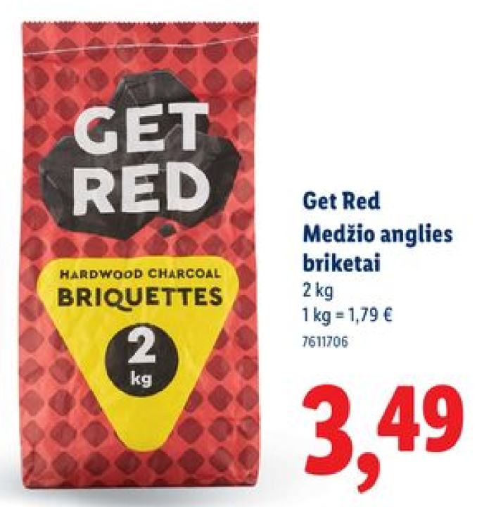 Get Red Medžio anglies briketai, 2 kg