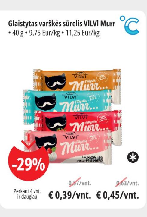 Glaistytas varškės sūrelis VILVI Murr, 40 g