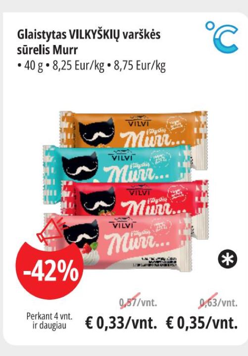 Glaistytas VILKYŠKIŲ varškės sūrelis Murr, 40 g