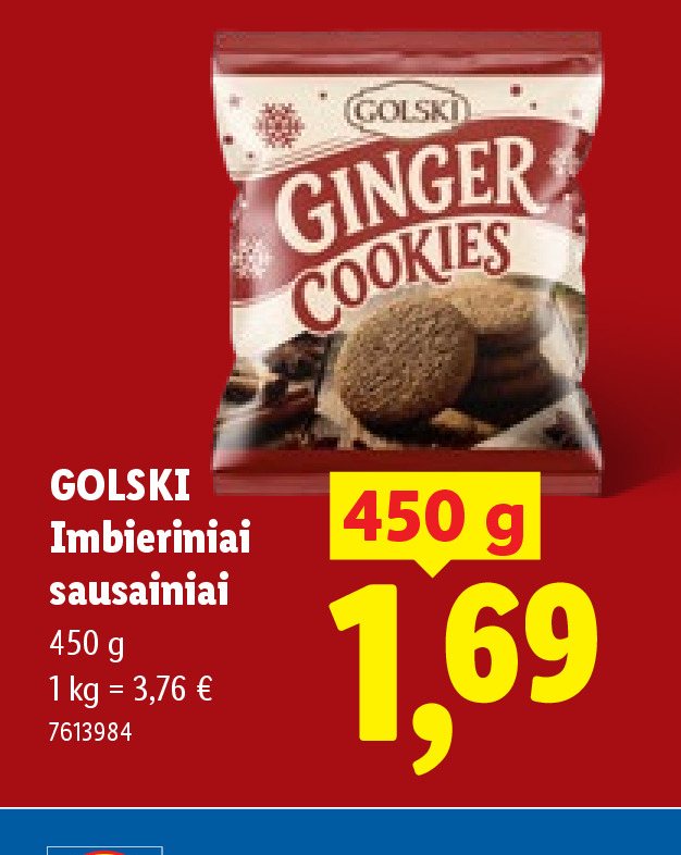 GOLSKI Imbieriniai sausainiai, 450 g