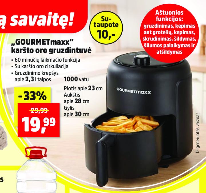 „GOURMETmaxx“ karšto oro gruzdintuvė, 2.3 l