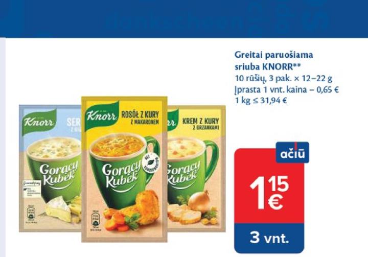 Greitai paruošiama sriuba KNORR, 3 pak.