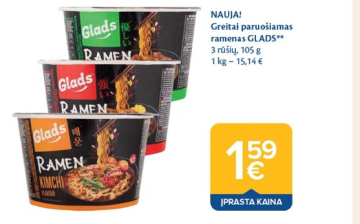 Greitai paruošiamas ramenas GLADS, 105 g