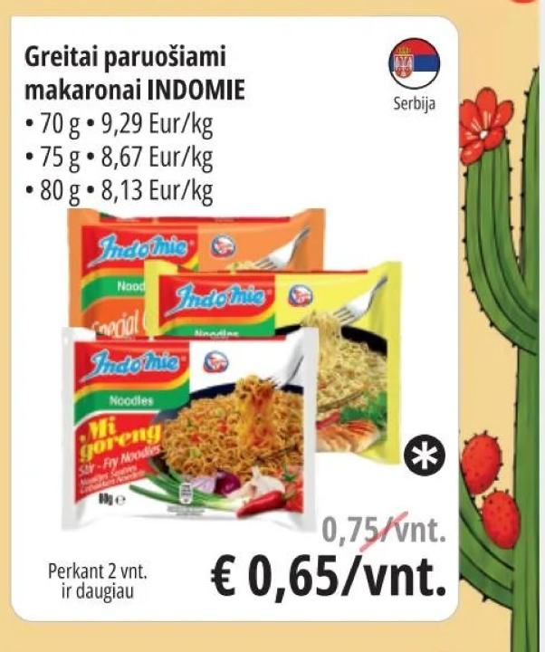 Greitai paruošiami makaronai INDOMIE, 70 g
