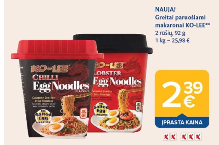 Greitai paruošiami makaronai KO-LEE, 92 g