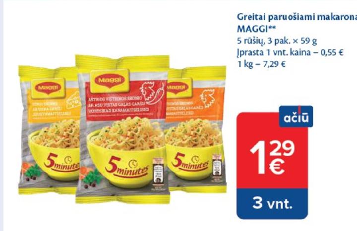 Greitai paruošiami makaronai MAGGI, 3 pak.