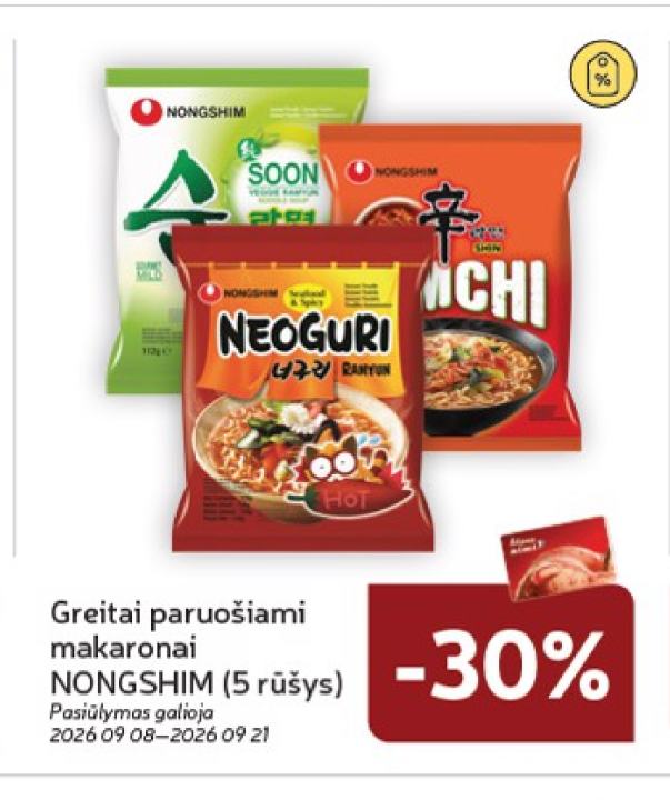 Greitai paruošiami makaronai NONGSHIM