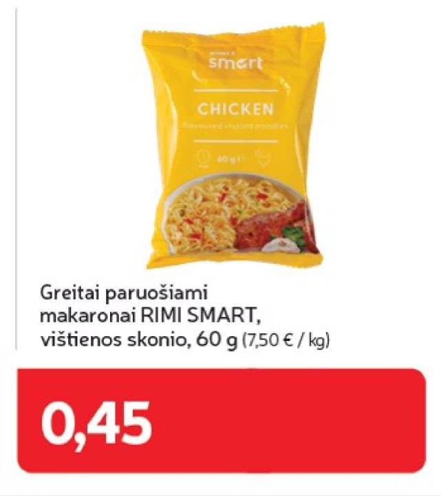 Greitai paruošiami makaronai RIMI SMART, 60 g