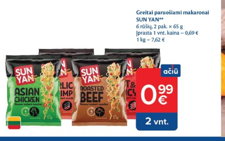 Greitai paruošiami makaronai SUN YAN, 2 pak.