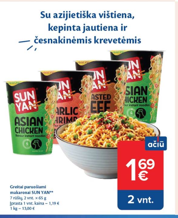 Greitai paruošiami makaronai SUN YAN, 2 vnt
