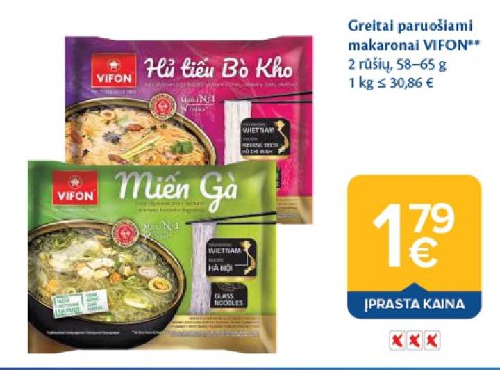 Greitai paruošiami makaronai VIFON, 65 g