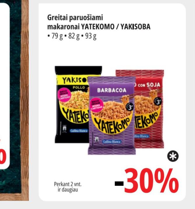 Greitai paruošiami makaronai YATEKOMO / YAKISOBA, 79 g