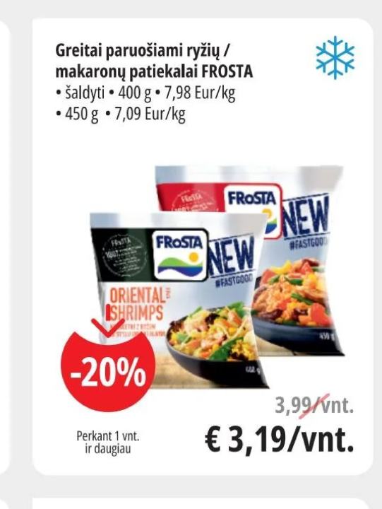 Greitai paruošiami ryžių / makaronų patiekalai FROSTA, 400 g
