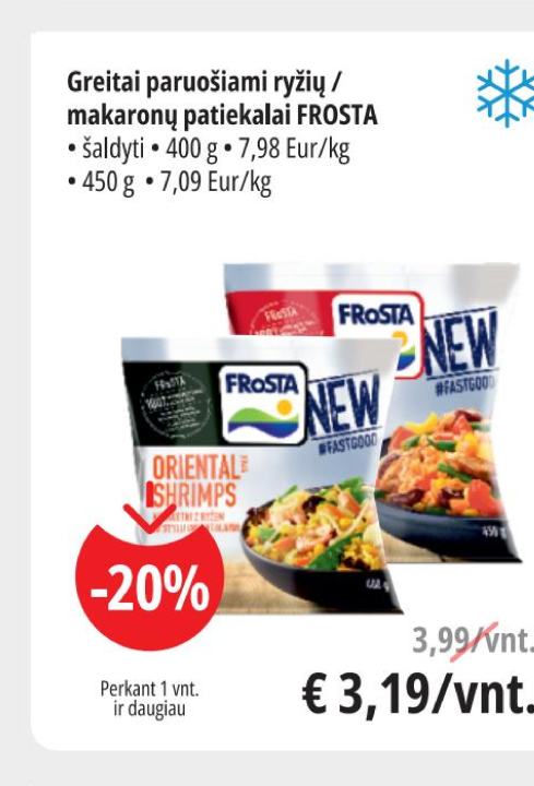 Greitai paruošiami ryžių / makaronų patiekalai FROSTA, 450 g
