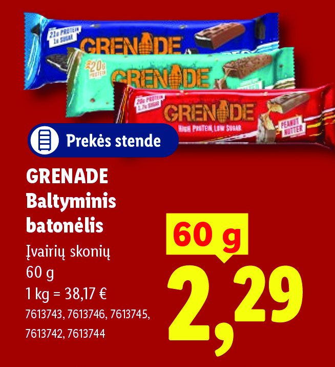 GRENADE Baltyminis batonėlis, 60 g