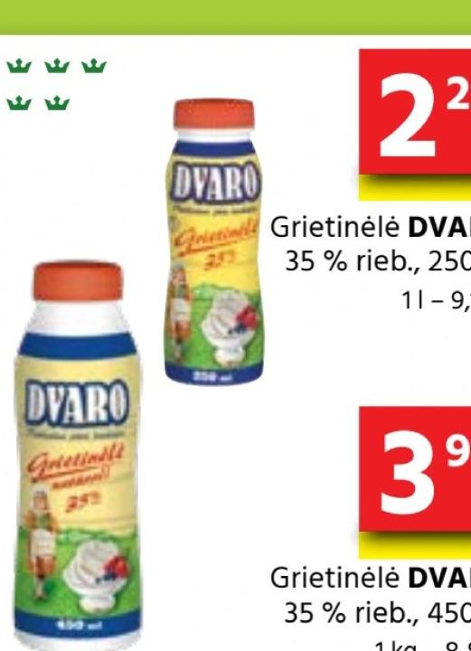 Grietinėlė DVARO, 250 ml