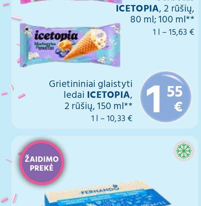 Grietininiai glaistyti ledai ICETOPIA, 150 ml