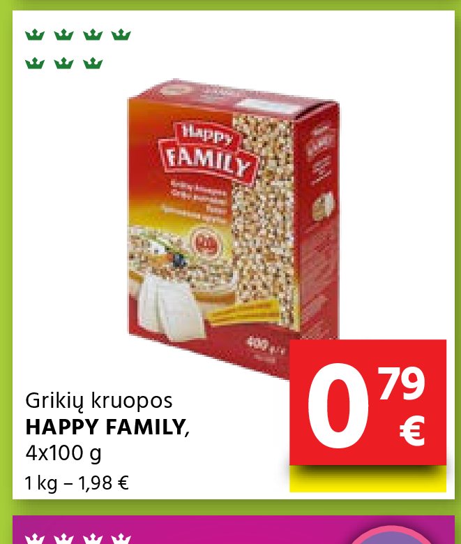 Grikių kruopos HAPPY FAMILY, 4 x 100 g