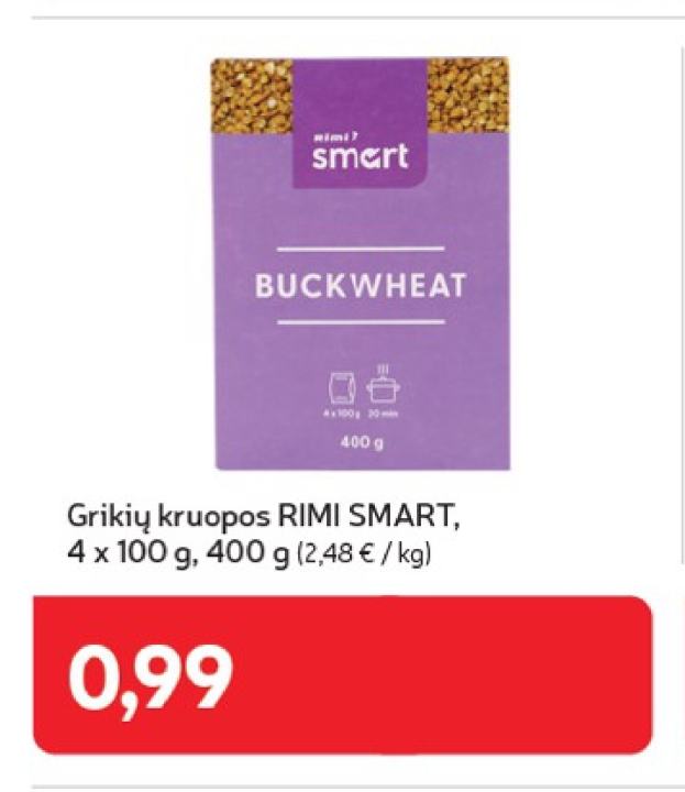 Grikių kruopos RIMI SMART, 4 x 100 g