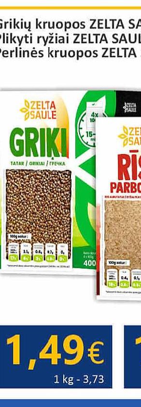 Grikių kruopos ZELTA SAULE, 4 x 100 g