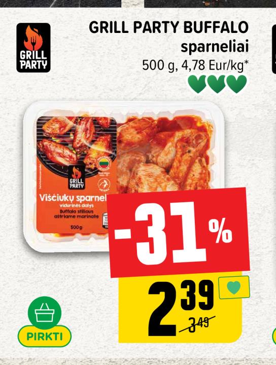 GRILL PARTY BUFFALO sparneliai, 500 g
