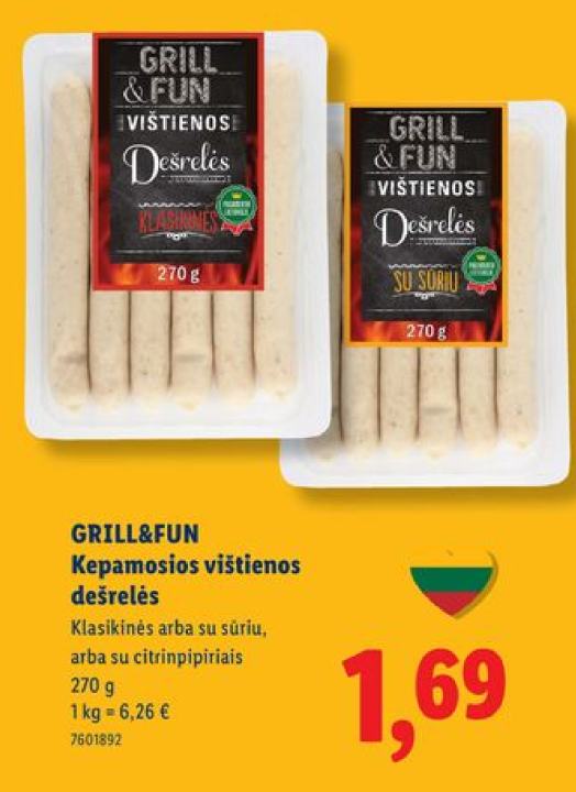 GRILL&FUN Kepamosios vištienos dešrelės, 270 g