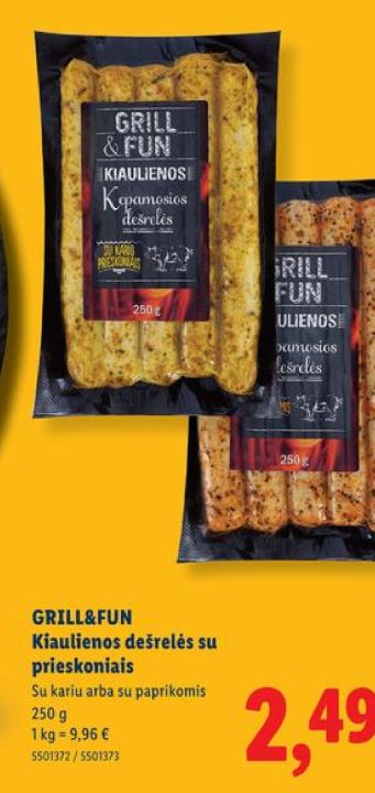 GRILL&FUN Kiaulienos dešrelės su prieskoniais, 250 g