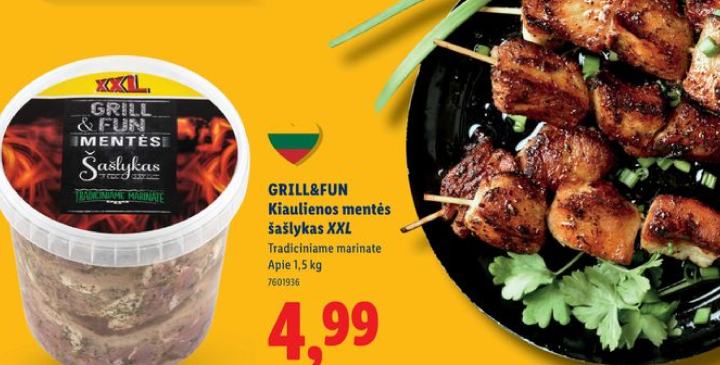 GRILL&FUN Kiaulienos mentės šašlykas XXL, 1.5 kg
