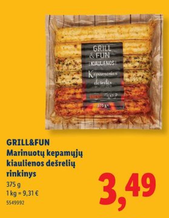 GRILL&FUN Marinuotų kepamųjų kiaulienos dešrelių rinkinys, 375 g