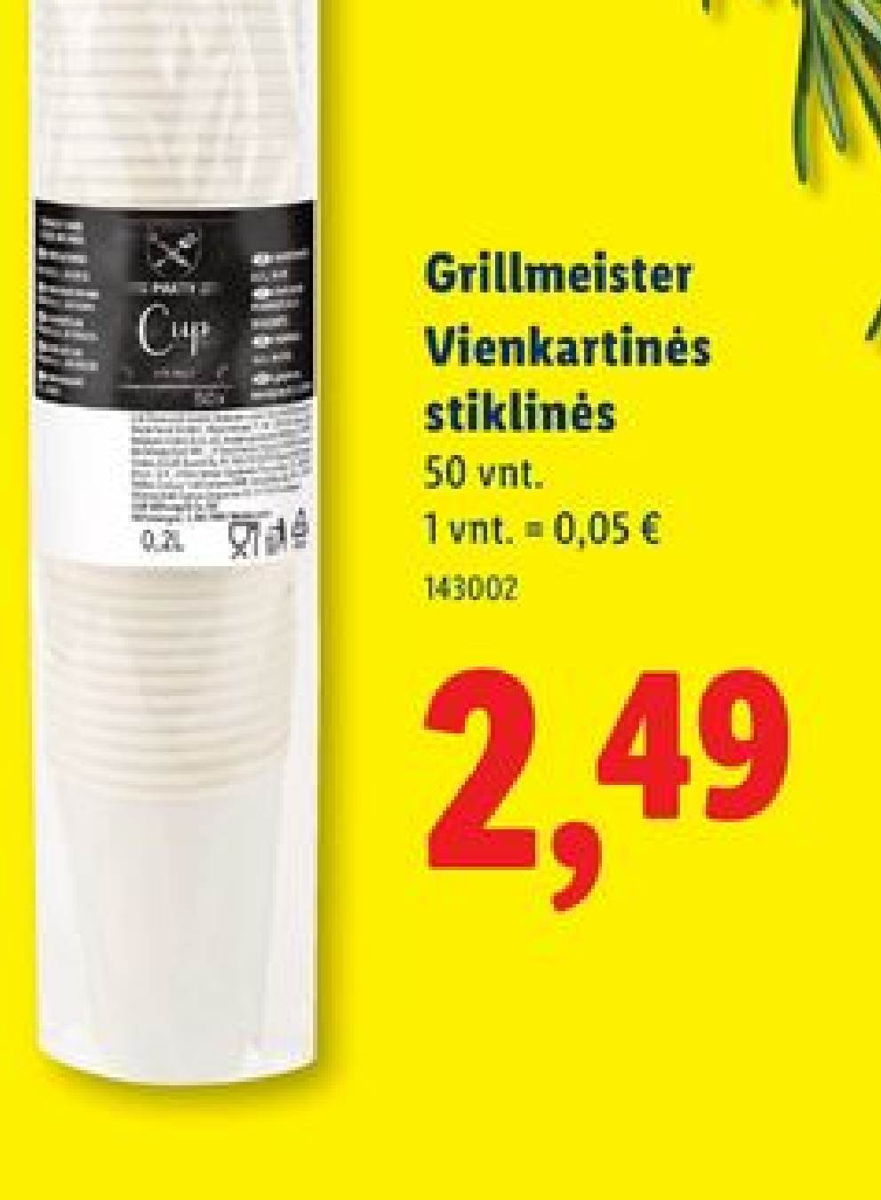 Grillmeister Vienkartinės stiklinės, 50 vnt