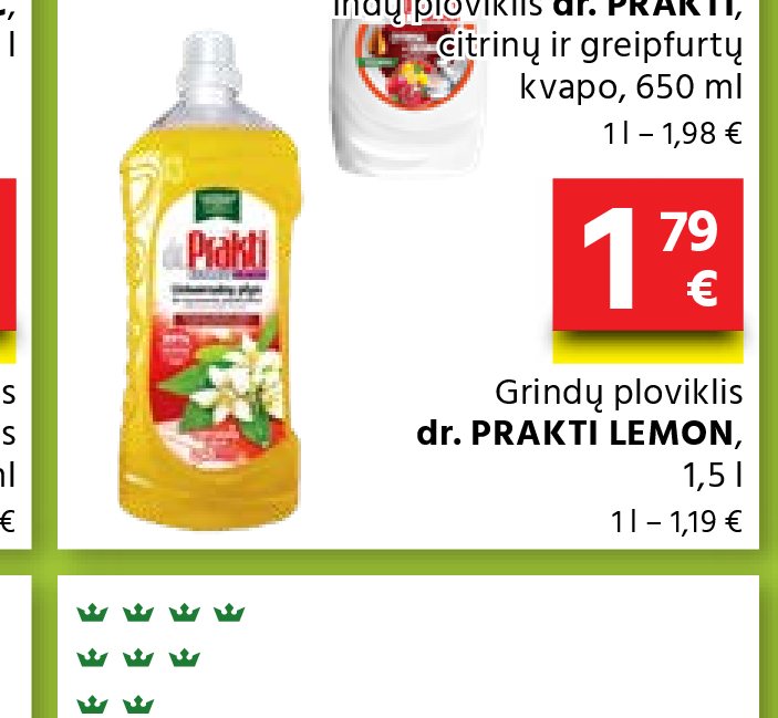 Grindų ploviklis dr. PRAKTI LEMON, 1.5 l