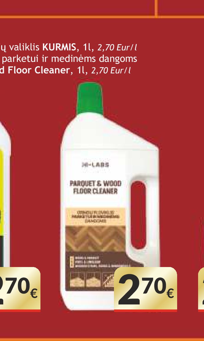 Grindų ploviklis parketui ir medinėms dangoms Parquet & Wood Floor Cleaner, 1 l