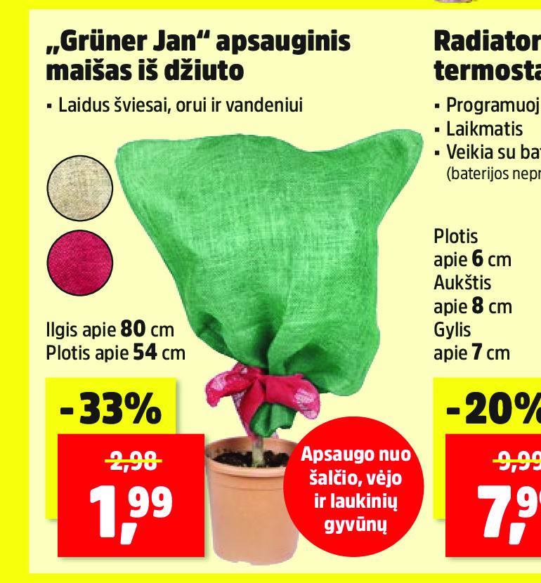 „Grüner Jan“ apsauginis maišas iš džiuto, 80 cm