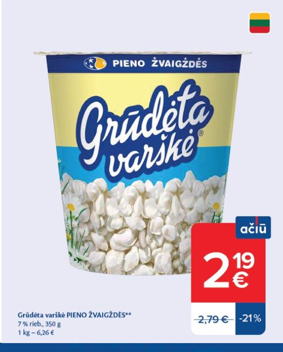 Grūdėta varškė PIENO ŽVAIGŽDĖS, 350 g