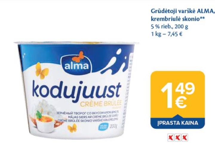 Grūdėtoji varškė ALMA, krembriulė skonio, 200 g