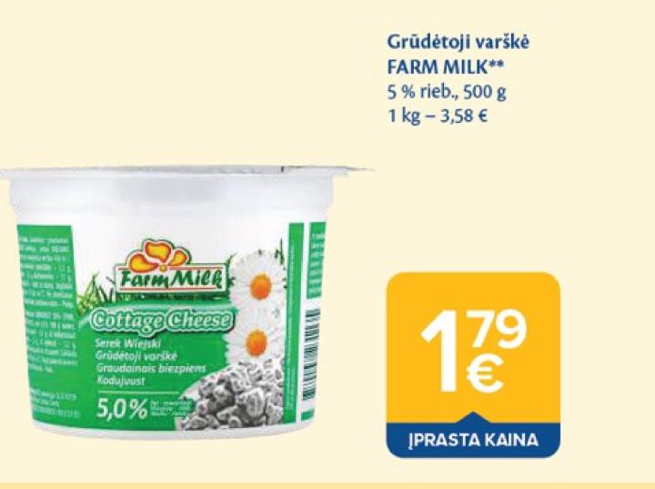 Grūdėtoji varškė FARM MILK, 500 g